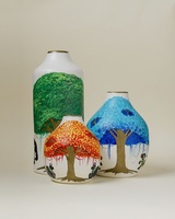 Vase à fleurs en céramique peint à la main, inspiré de Phad, avec motif d'arbre bleu et de tigres, fait main, poterie décorative, accent pour salon