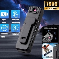 Mini Cámara CCD Portátil 1080P HD con Visión Nocturna Infrarroja, Lente Giratoria de 180°, Clip Trasero, MicroSD TF, para Deportes al Aire Libre y Ciclismo, Cámara A9