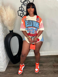 2026 Sexy Women's Summer Fashion Street Wear Y2k <strong>Top</strong> Short Sleeved Oversized Printed Designer Pattern T-shirt for Women - Product Image 6