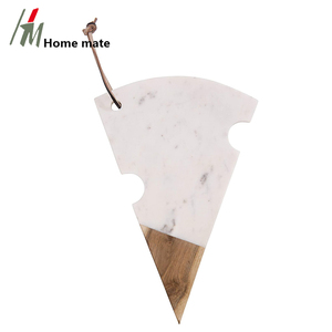 <span class=keywords><strong>Planche</strong></span> à découper artisanale en marbre <span class=keywords><strong>blanc</strong></span> naturel et <span class=keywords><strong>bois</strong></span> d'acacia, en forme de puzzle, pour la décoration et la présentation de fromages - Product Image 2