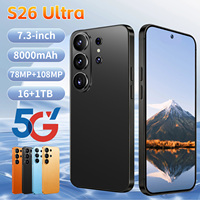 Téléphones mobiles S26 Ultra 5G, grand écran 7,3 pouces, smartphone Android 15, 16 Go + 1 To de stockage, batterie longue durée 8000 mAh