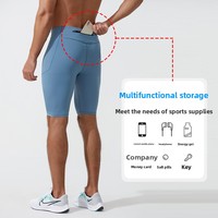 Pantalon de compression haute élasticité pour hommes, séchage rapide, pour entraînement extérieur, course à pied, avec cordon de serrage et poche arrière, short de fitness