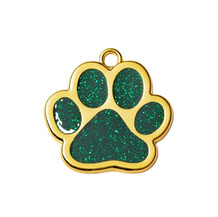 Индивидуальная ярлык из мягкой эмали с блестками, Золотая идентификационная бирка из цинкового сплава для собак, ярлык с гравировкой следов собачьих лап, бирка для домашних животных, ошейник, брелок, ожерелье, серьги