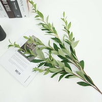Daun Willow Buatan Grosir dari Kain Sutra Panjang 105cm, Rangkaian Bunga Hijau Buatan untuk Dekorasi Rumah