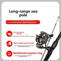 Canne à pêche HYS Zeus pour lancer à longue distance, en fibre de carbone, 3 sections, canne à pêche en mer, action M, canne à pêche spinning pour eau salée avec moulinet