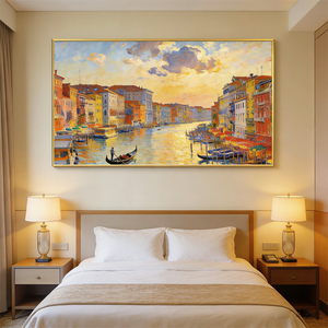 Decorazione per Soggiorno YZOK - Arte Murale con Texture di Strada Cittadina Veneziana - Dipinto a Olio Fatto a Mano - Paesaggio Naturale - Product Image 1