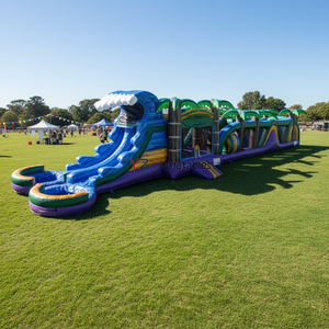 Inflable Tropical Paradise de 60 pies, Casa de Brinco Multicolor con Tobogán y Piscina, Gran Circuito de Obstáculos Inflable para Exteriores - Product Image 3