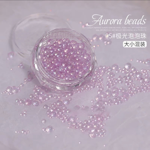 Perles à bulles de verre transparentes aurore colorées japonaises 3D perles de sirène couleur magique dos plat Nail Art petite perle gravier - Product Image 5