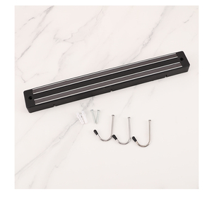 Support <span class=keywords><strong>mural</strong></span> magnétique en bambou pour couteaux, avec crochets adhésifs, <span class=keywords><strong>aimant</strong></span> en ferrite, pour une rangement pratique des couteaux - Product Image 5