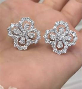 Bijoux fins sur mesure, boucles d'oreilles en or massif 9k 10k 14k 18k PT or rose, jaune, blanc, diamant de laboratoire/pierre précieuse, fabrication en usine - Product Image 1