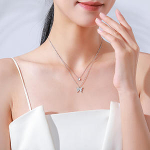 Collier pendentif papillon double couche en argent sterling S925 avec zircon rond, version cuivre personnalisable, Free Soul, pour femmes - Product Image 5