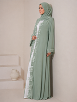 YSU041 Nouvel ensemble de 2 pièces brodé de fleurs, robe kaftan avec hijab, vêtements islamiques élégants et modestes pour femmes musulmanes