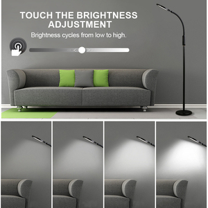 Lampe de sol LED EGH, design moderne et simple, pliable, 6 niveaux de luminosité, antidérapante, 12V 16W 500LM, blanc/<span class=keywords><strong>noir</strong></span> - Product Image 4
