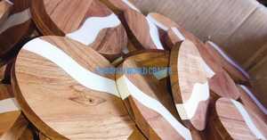 Modern Wooden and Resin Coasters Decorative Tableware <b>Drink</b> Coaster Set for Home <b>Bar</b> Restaurant Cafe Hotel and Interior Styling - Product Image 5