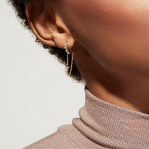 Juego de collar y pendientes colgantes de oro nuevo 2025 con tres cadenas de piedras preciosas de Zirconia cúbica brillante accesorio llamativo - Product Image 6