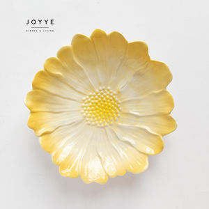 جويي أصفر على شكل زهرة تصميم سيراميك تزيين طبق صلصة أواني حجرية مزججة أدوات مائدة عشاء طبق صغير يقدم طبق وجبات خفيفة - Product Image 1