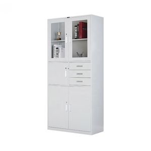 Armoire <span class=keywords><strong>de</strong></span> classement moderne en verre et acier à 3 tiroirs avec coffre-fort intégré, rangement métallique pour dossiers, idéale pour les ateliers (vente en gros) - Product Image 4