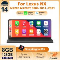 Autoradio Android 14 CarPlay pour Lexus NX NX200 NX200T NX300h 2014-2021, système multimédia de tableau de bord, GPS, DSP, 4G, WiFi avec caméra de recul