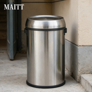 Customized round swing-lid trash cans, linerless stainless steel trash cans for sanitation and residential communities, <b>large</b> - Product Image 2