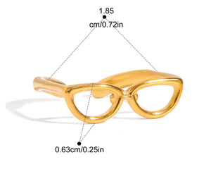 Anillo Moderno Chapado en Oro con Diseño de Forma de Gafas, Joyería de Moda Unisex, Accesorio de Uso Diario - Product Image 6