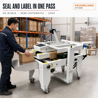 Scelleuse de cartons électrique King KFT-4030C avec étiqueteuse latérale, machine semi-automatique de scellage et d'étiquetage de boîtes