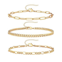 Bracelets jonc en chaîne vintage au design minimaliste géométrique en métal tendance YW Fashion pour femmes