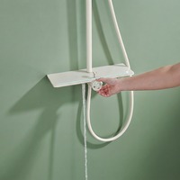 Système de douche carré apparent avec tête de pluie, mitigeur en céramique, jet doux, étagère et hauteur réglable pour salle de bain moderne