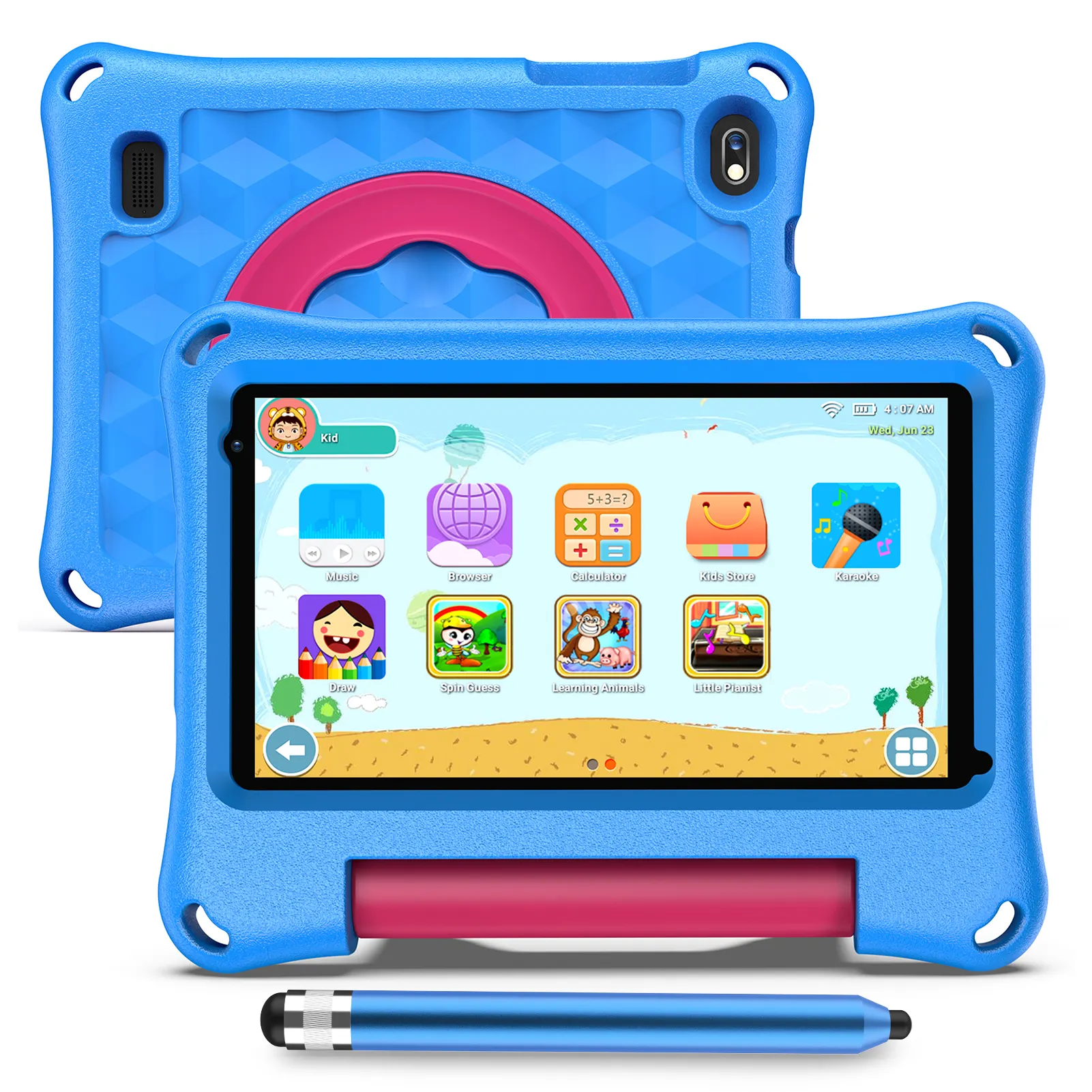 Pritom-Tableta M7K con Android 11 para niños, cuatro núcleos, 7 pulgadas, 2GB de RAM, 32GB de Rom, aprendizaje, juguete para niños pequeños, Protector de funda EVA