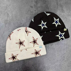<span class=keywords><strong>Star</strong></span> <span class=keywords><strong>All</strong></span> Over Print Beanie Fabricante Jacquard Cuff Cuffed Winter Toque Sport Ski Gorros de punto para hombres y mujeres - Product Image 1