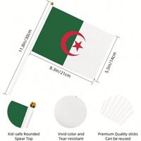 Drapeau miniature algérien en polyester imprimé numériquement en couleur CMJN, avec mât en bambou, style flottant, 5,5x8,2 pouces, vente en gros
