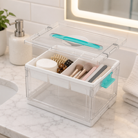 Organisateur de rangement domestique en PP transparent avec plateaux et séparateurs amovibles, boîte de rangement pour loisirs créatifs et fournitures artistiques