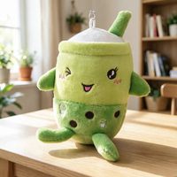 Porte-clés en peluche amusant en forme de tasse de thé au lait à bulles (Boba), en coton PP, brodé, anti-stress, cadeau pour enfants