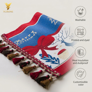 Ychon - Caminos de Mesa Navideños al por Mayor con Borlas, Camino de Mesa Jacquard, Mantel Navideño Personalizado para Mesa de Comedor - Product Image 4