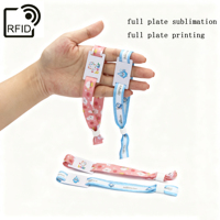 Bracelet en tissu PVC NFC RFID à code QR 1K 13,56 MHz pour hôtel, marathon, événement, parc à thème