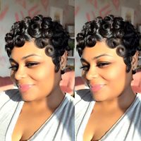 Perruque brésilienne en cheveux humains vierges Remy, coupe pixie Tiwa Chioma, bouclée ondulée, avec dentelle complète 13x4 et frontale en dentelle