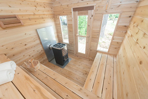 Cabina <span class=keywords><strong>de</strong></span> sauna <span class=keywords><strong>de</strong></span> troncos junto al lago | Madera canadiense con chimenea | Experiencia <span class=keywords><strong>de</strong></span> spa al aire libre rústico - Product Image 2