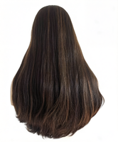 Perruque Kosher en Cheveux Humains Vierges Européens, Dentelle HD Transparente, Mèches Brunes, Sans Colle, Longue, En Stock
