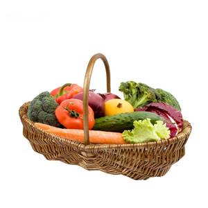 Eco-friendly Garden Folk Art High Quality Classic Oval Handled Unpeeled Willow <strong>Trug</strong> Wicker Fruit Storage Basket - Product Image 5