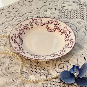 Assiette creuse <span class=keywords><strong>en</strong></span> céramique de haute qualité, style vintage, motif végétal, compatible micro-ondes, <span class=keywords><strong>vaisselle</strong></span> pour plats occidentaux - Product Image 6