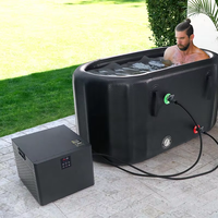 Baignoire de récupération par le froid gonflable portable pour thérapie aquatique, avec couvercle, en tissu PVC Drop Stitch, pour extérieur, noir