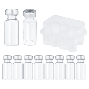 Flacons d'injection stériles 3 ml avec bouchon <span class=keywords><strong>en</strong></span> caoutchouc, flacon <span class=keywords><strong>en</strong></span> <span class=keywords><strong>verre</strong></span> rond estampé argenté avec ouvre-flacon - Product Image 1
