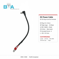 Câble d'alimentation OEM personnalisé à angle droit 90 degrés 5,5x2,5 mm avec fiche CC vers borne à fourche pour dispositif industriel