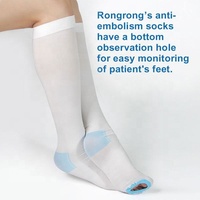 En stock, bas de contention cuissardes anti-embolie en silicone élastique avec bande supérieure perforée, compression 15-20 mmHg, pour hôpital