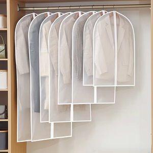 Sacs <span class=keywords><strong>à</strong></span> vêtements en plastique PEVA Hang-Translucent personnalisés pour robes couvre-manteau pliable avec fermeture <span class=keywords><strong>à</strong></span> glissière portable anti-poussière - Product Image 5