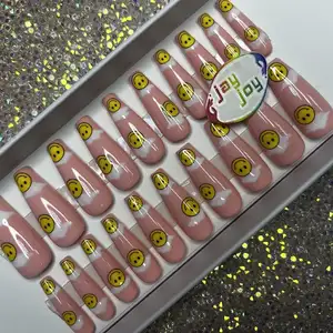 JAYJOY long coffin press on nails nuovo arrivo unghie finte impermeabili con colla di gelatina unghie finte 3D spedizione gratuita no MOQ
