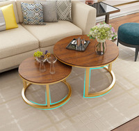 Meubles de maison au design moderne, table basse à plateau en bois, table d'appoint gigogne, table ronde de salon, table d'appoint pour le thé