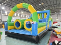Op maat gemaakte zomerkamp opblaasbare hindernisbaan, UV-bestendig, in Wipeout-stijl
