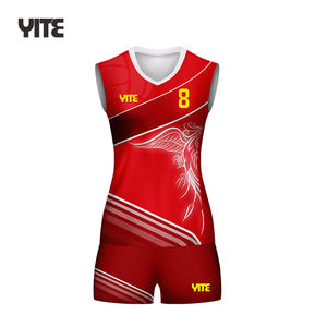 زي فريق كرة الطائرة الرياضية البوليستر تنفس تصميم أحمر جديد - Product Image 2