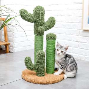 Árboles y rascador para gatos modernos para escalada de mascotas de 32 pulgadas, perchas de felpa de madera de Cactus y bolas esponjosas, árbol para gatos - Product Image 6