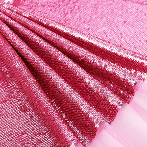 Rose 3mm Paillettes Arc-En-Ciel Tulle Stretch Broderie Lourde Paillettes Tissu - Product Image 5